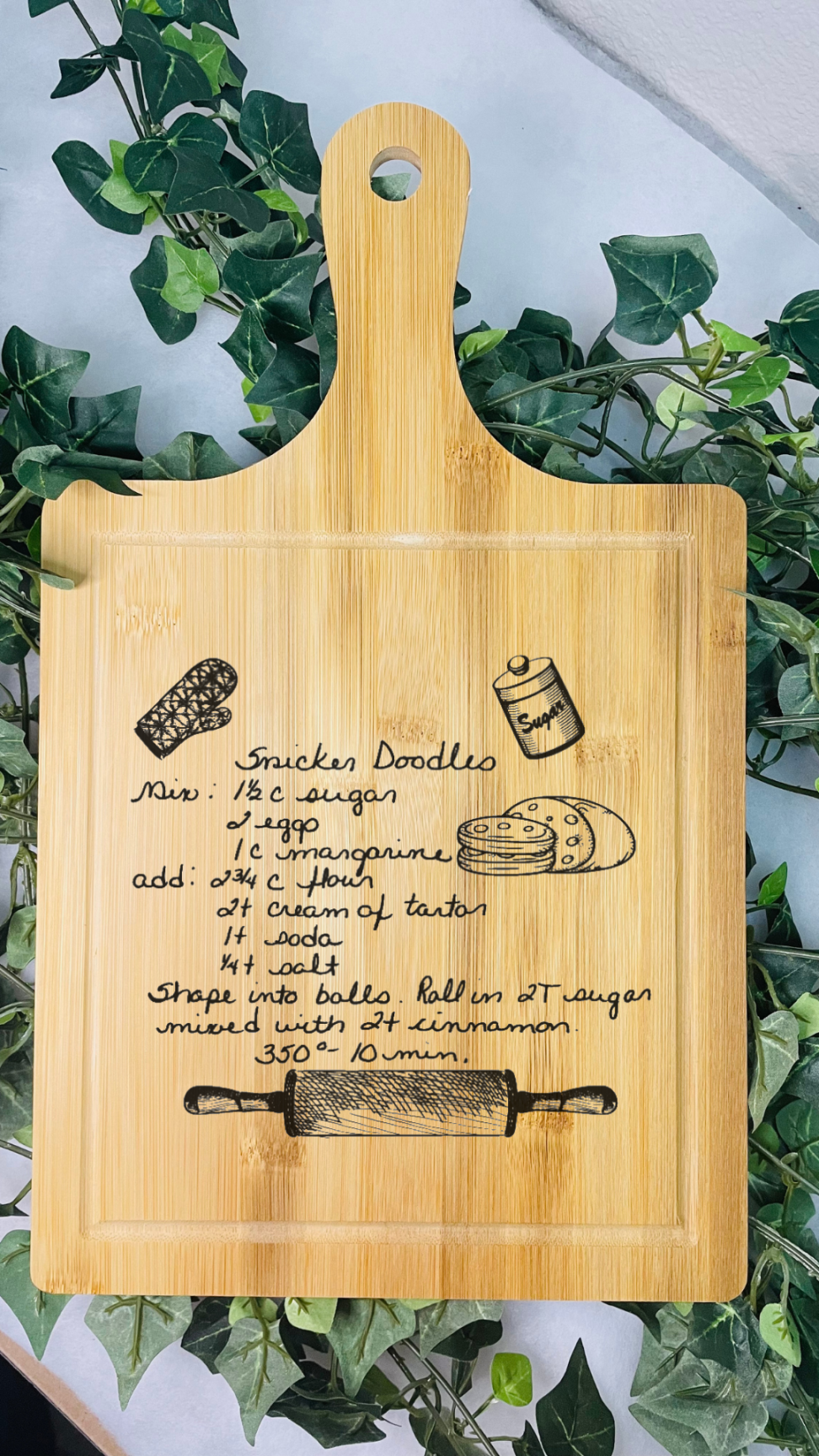 Buy Laser engraved bamboo cutting board with custom design, size